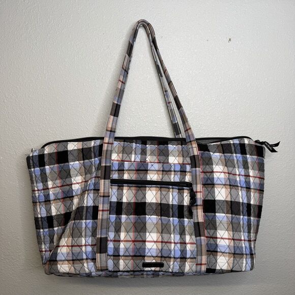 Vera Bradley Deluxe Travel Tote Bag in "Perfectly Plaid" Pattern - Picture 1 of 6